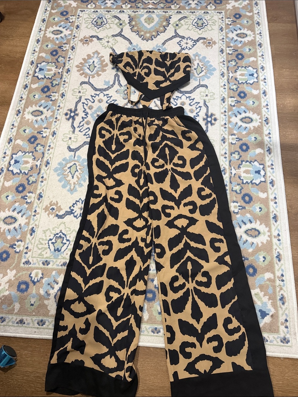 Fashion Nova Women's Wide-Leg Printed Jumpsuit - Black & Tan